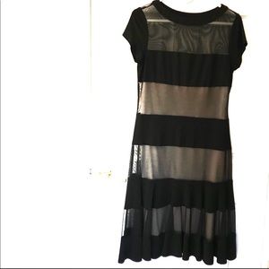 Black striped cocktail dress
